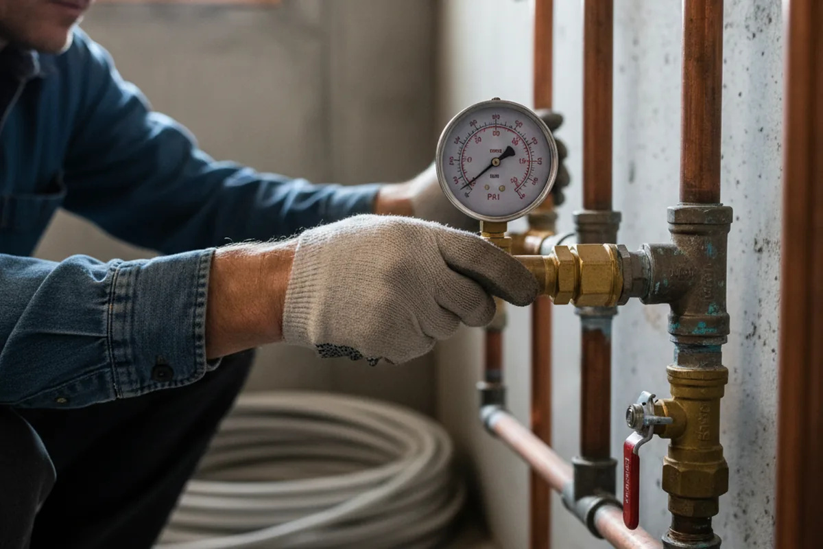 Pressure testing a repaired line during Water Line Repair in Jurupa Valley